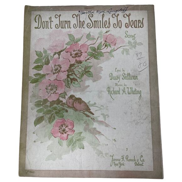 1916 Dont Turn The Smiles To Tears Sheet Music Richard Whiting Daisy Sullivan - Picture 1 of 11